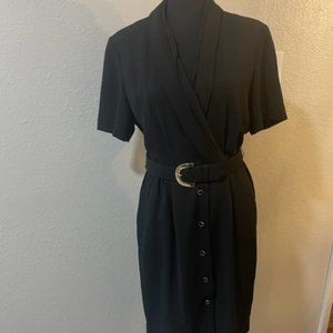 Liz Claiborne Vintage Petite Black Short Sleeve Dress Size 8